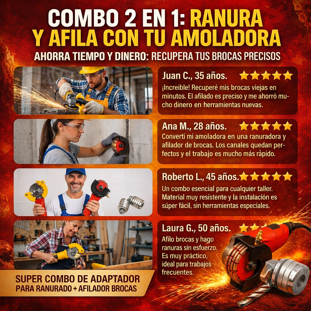 🎁SUPER COMBO | ADAPTADOR PARA RANURADO + AFILADOR DE BROCAS