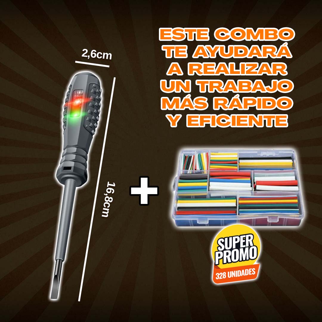 🎁 Mega Combo Eléctrico – Maletín con 328 Juntas Termoencogibles + Probador de Corriente