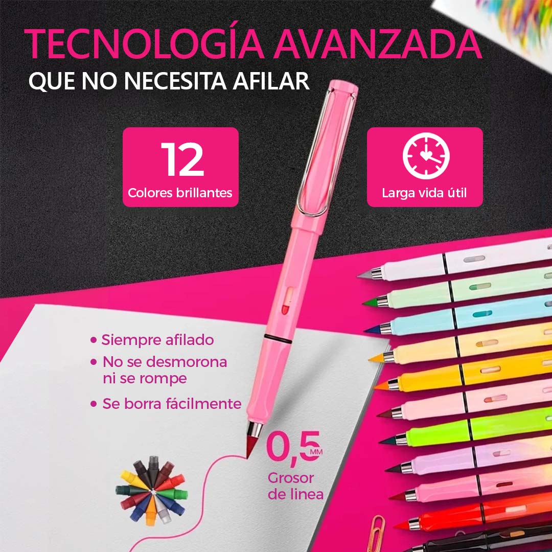 LAPIZ DE COLOR PUNTA INFINITA SET X12 COLORES