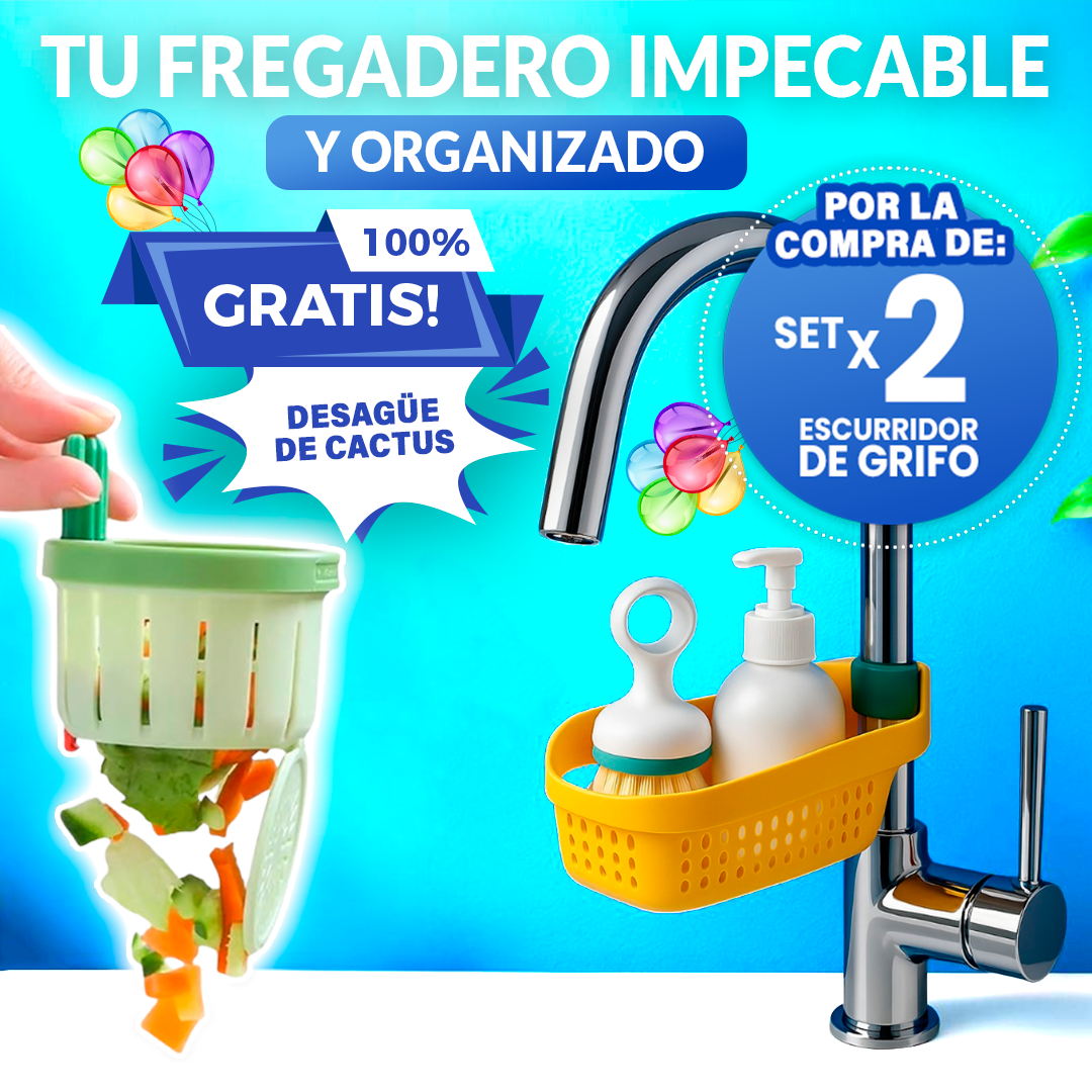 Super combo Escurridor para grifo de cocina Set x2 🎁Gratis desagüe tipo cactus🎁