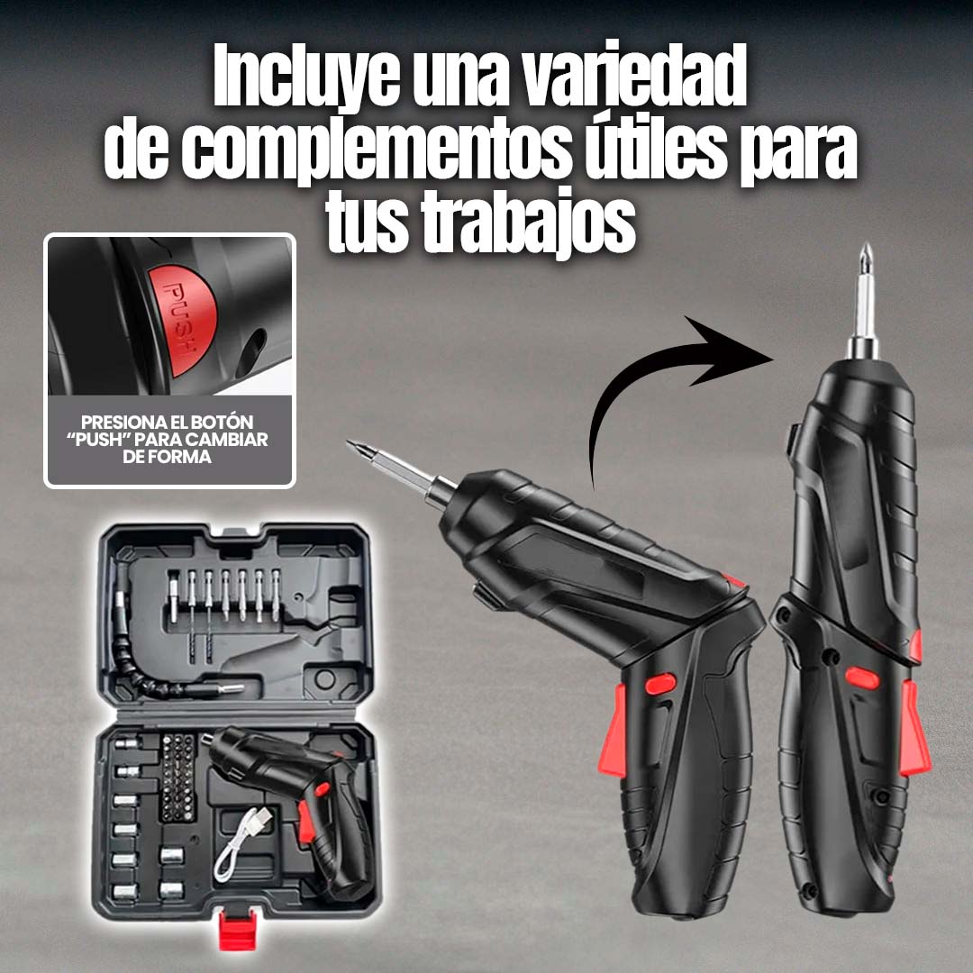 TALADRO DESTORNILLADOR INALÁMBRICO FLEXIBLE 🎁MALENTIN 48 PIEZAS🎁
