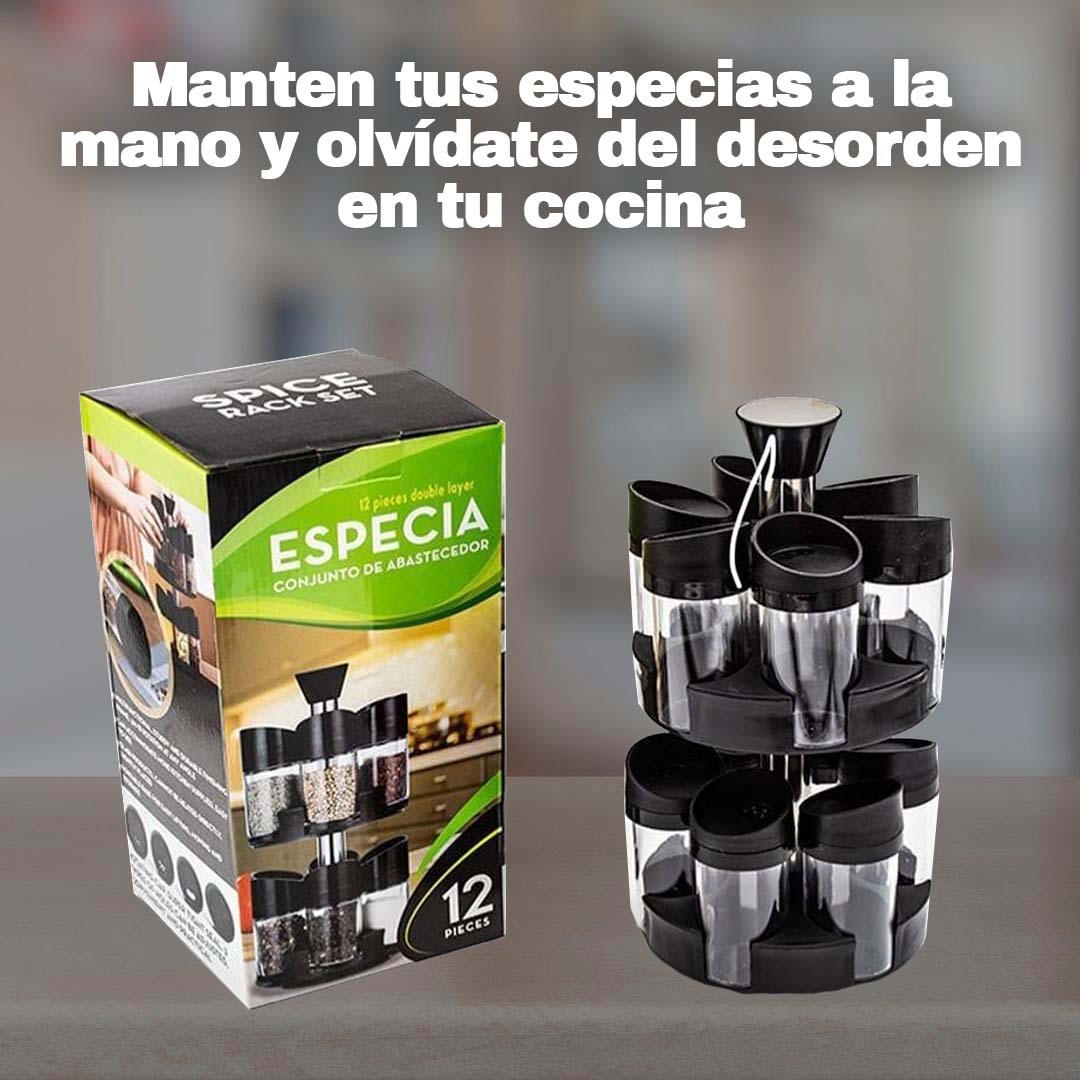 ESPECIERO GIRATORIO 2 NIVELES 🎁GRATIS 12 FRASCOS🎁