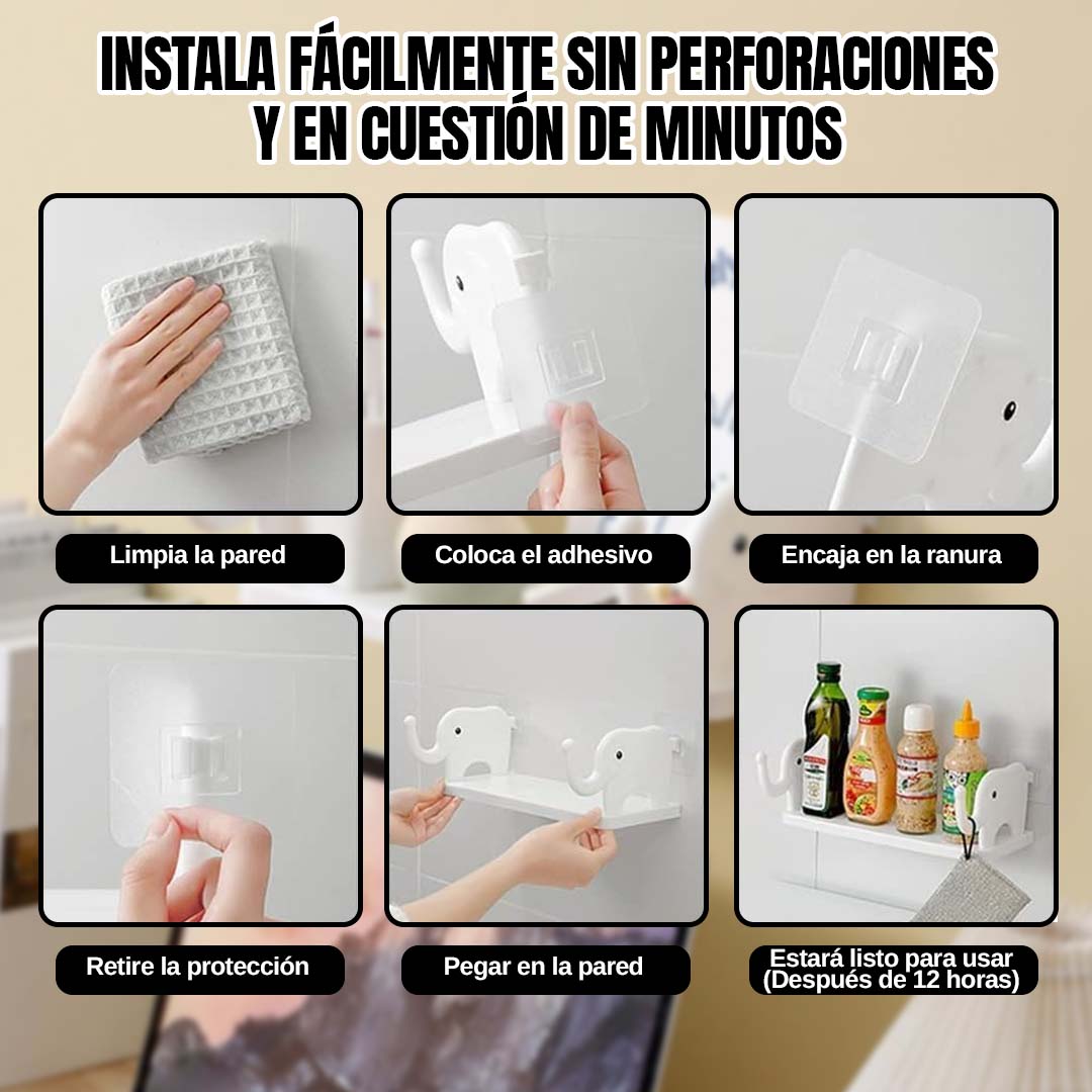 🎁PROMO 2x1🎁SET REPISA ADHESIVA ELEFANTE SIN PERFORACIONES 🎉OFERTA PARA QUITO🎉