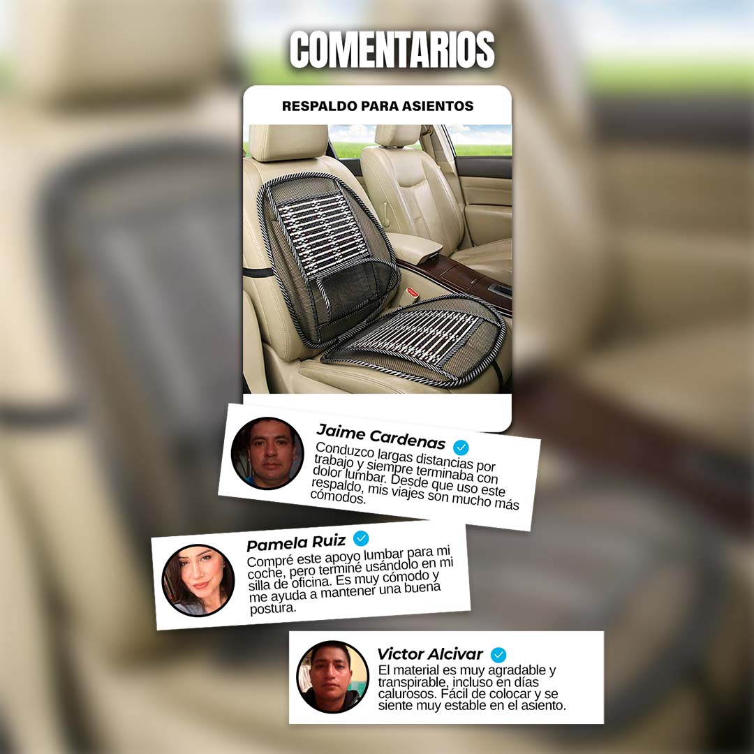 RESPALDO PARA ASIENTO DE AUTO CON SOPORTE LUMBAR 🎁ENVÍO GRATIS🎁