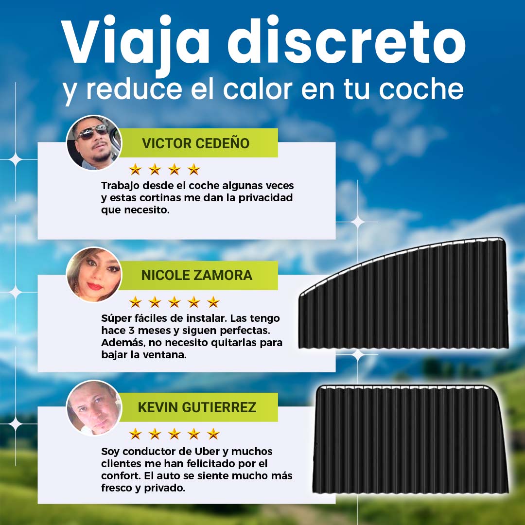 CORTINAS UNIVERSALES PARA AUTO 4 PUERTAS COLOR NEGRO