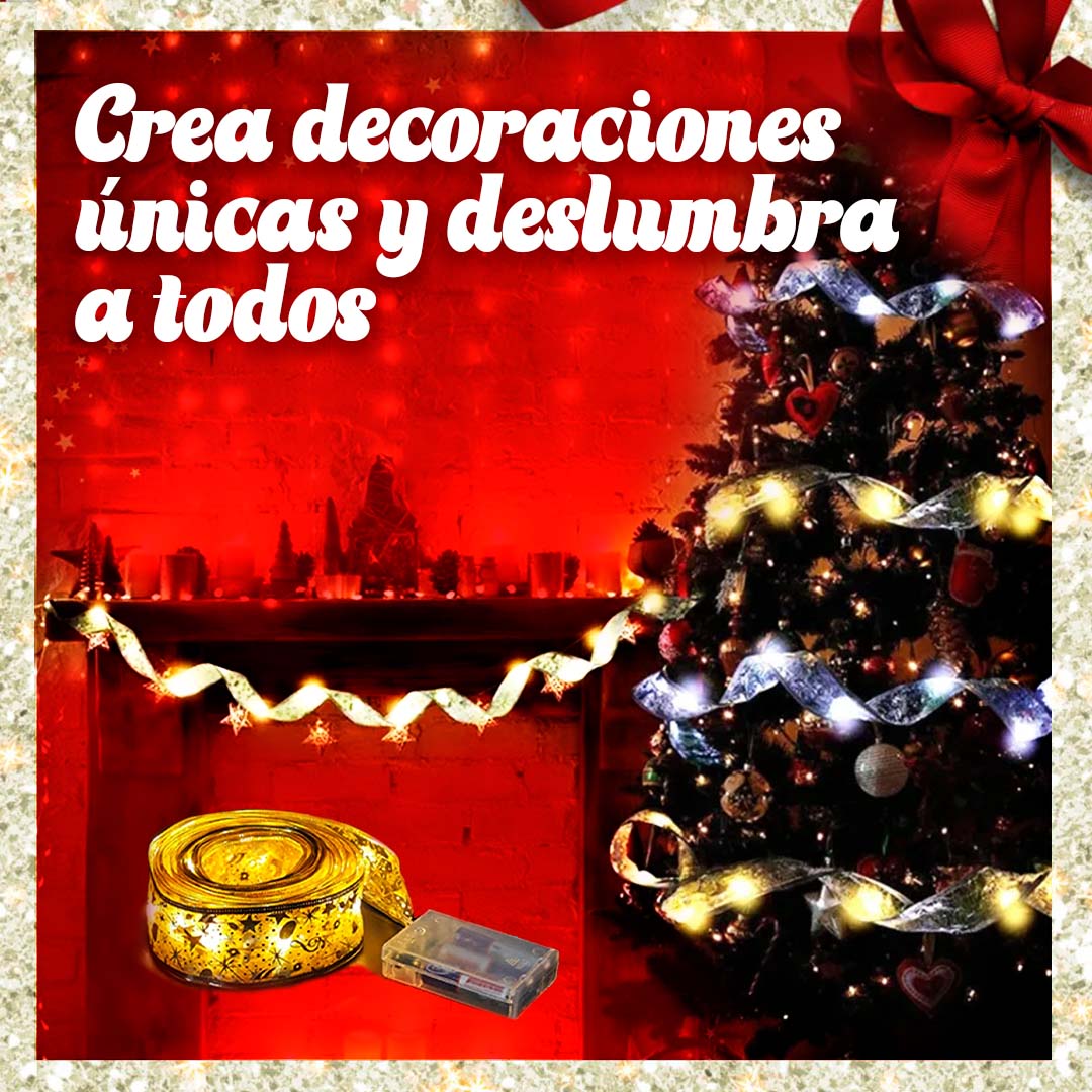 CINTA CON LUCES PARA ÁRBOL DE NAVIDAD - DORADA 🤩✨5metros