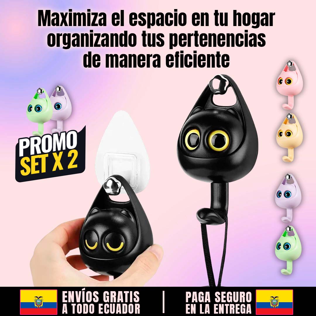 GANCHOS ADHESIVOS GATITO??PROMO 2 UNIDADES??