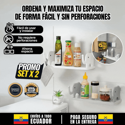 🎁PROMO 2x1🎁SET REPISA ADHESIVA ELEFANTE SIN PERFORACIONES 🎉OFERTA PARA QUITO🎉