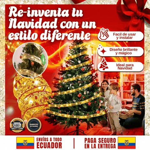 CINTA CON LUCES PARA ÁRBOL DE NAVIDAD - DORADA 🤩✨5metros