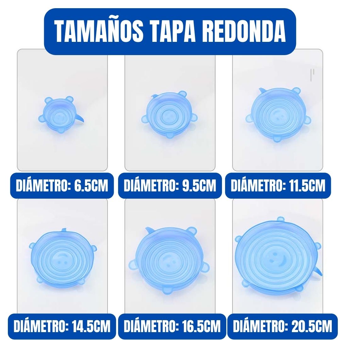 Set 12 unidades Tapas de Silicona Reutilizable