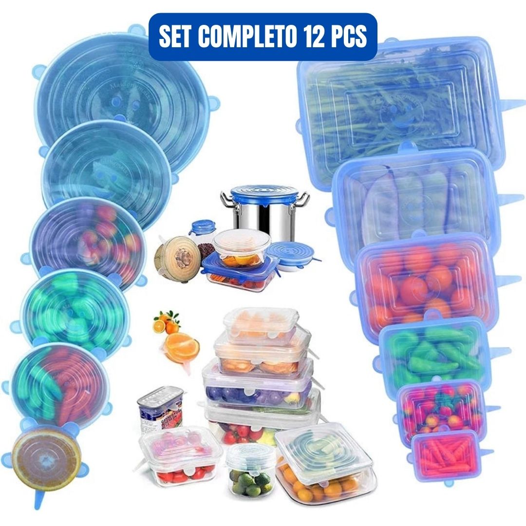 Set 12 unidades Tapas de Silicona Reutilizable