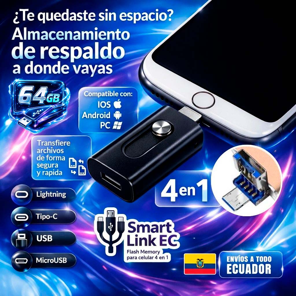 SmartLink®️ Flash Memory para celular 4 en 1 - 64GB