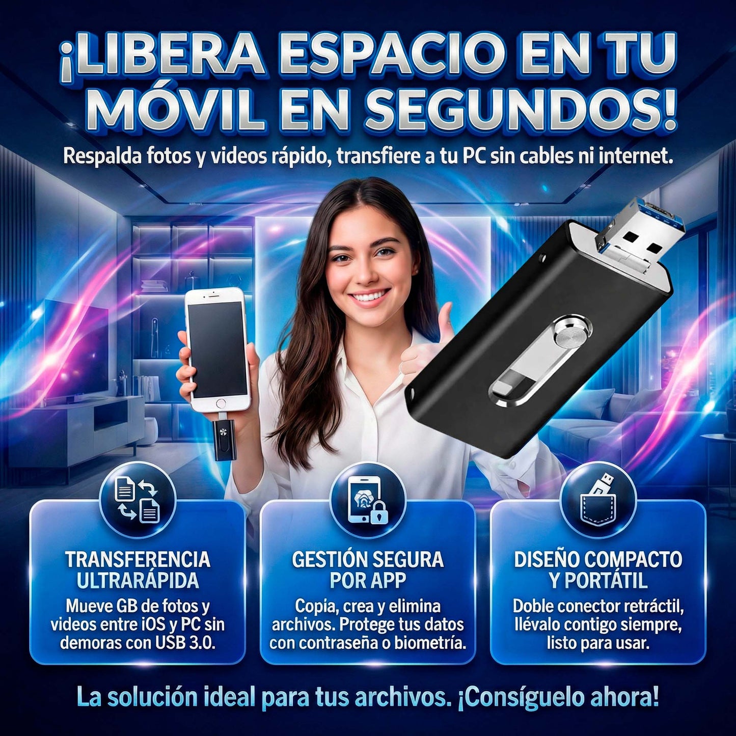 SmartLink®️ Flash Memory para celular 4 en 1 - 64GB