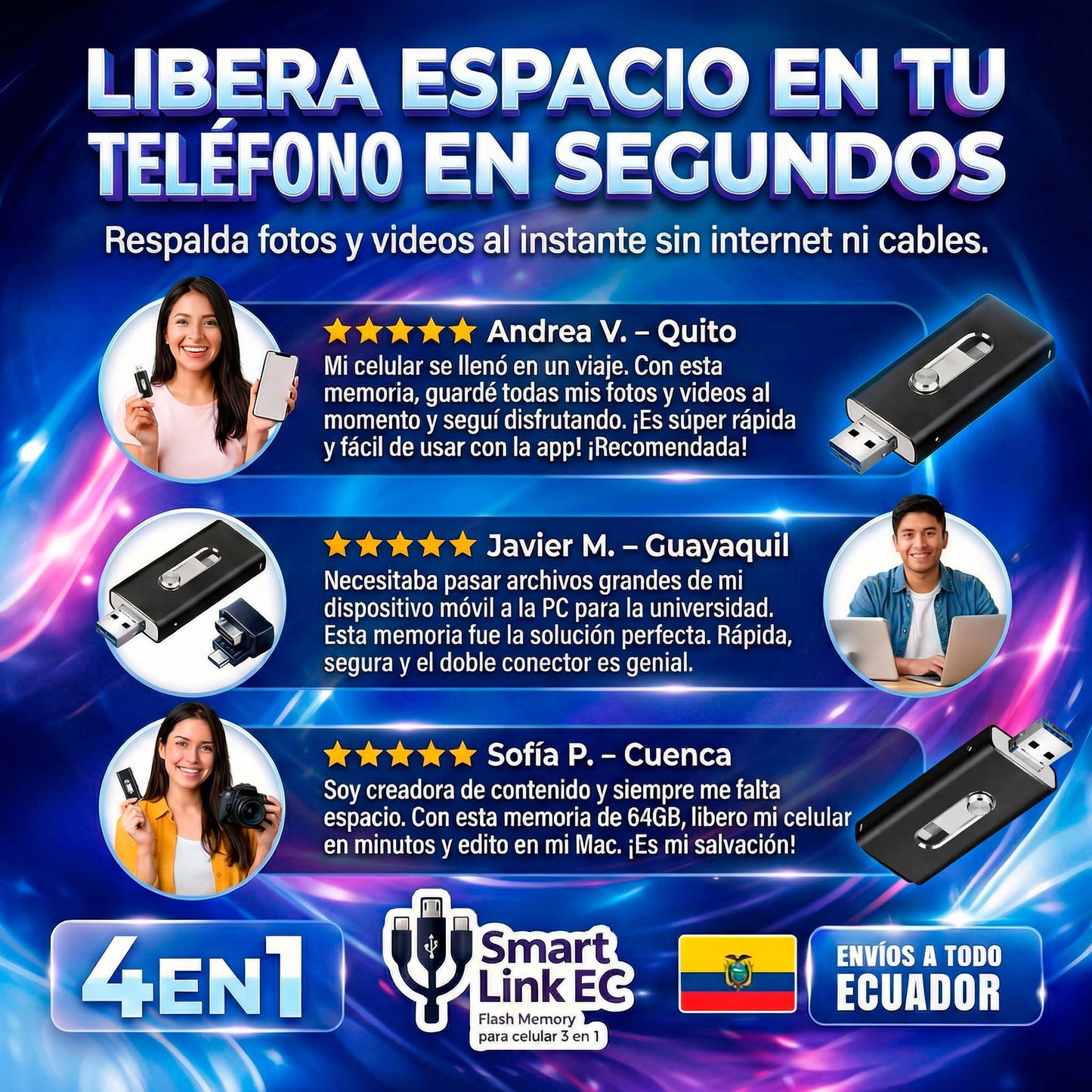 SmartLink®️ Flash Memory para celular 4 en 1 - 64GB