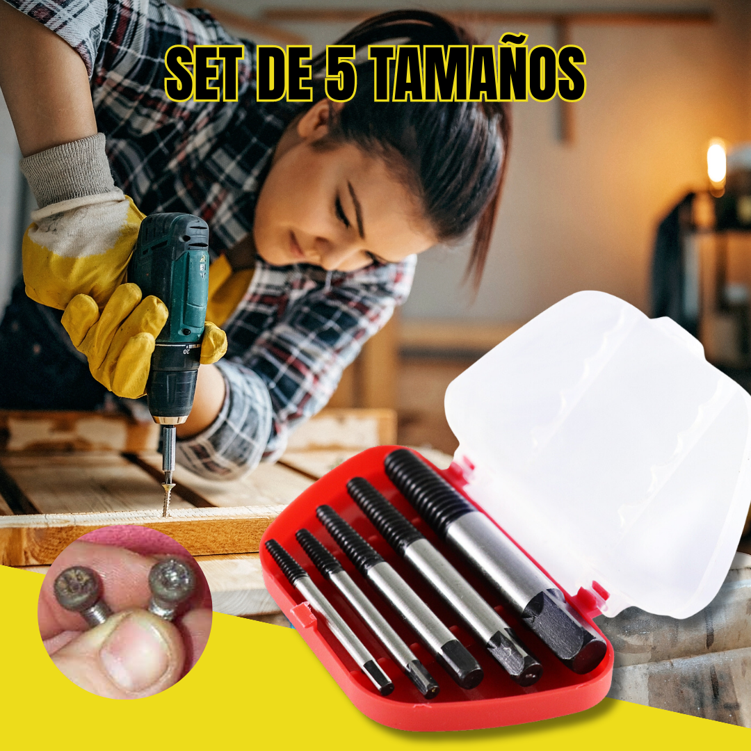 SET EXTRACTOR DE TORNILLOS PERNOS O TACOS 🎁PROMO 5 TAMAÑOS🎁