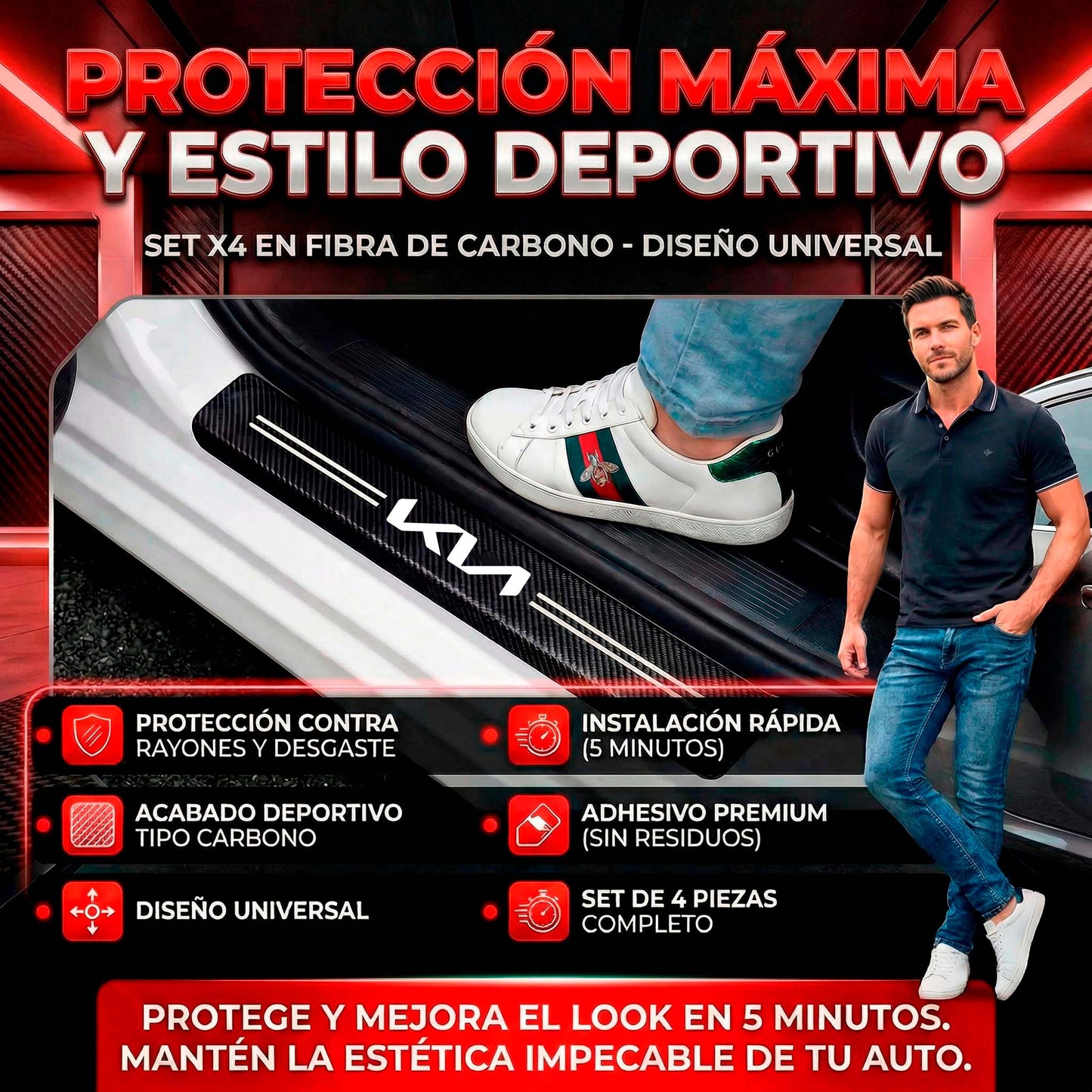 Protec-Umbral Max - Protector Universal para Umbral de Puerta 🎁JUEGO 4 PUERTAS🎁CON MARCAS DE AUTOS