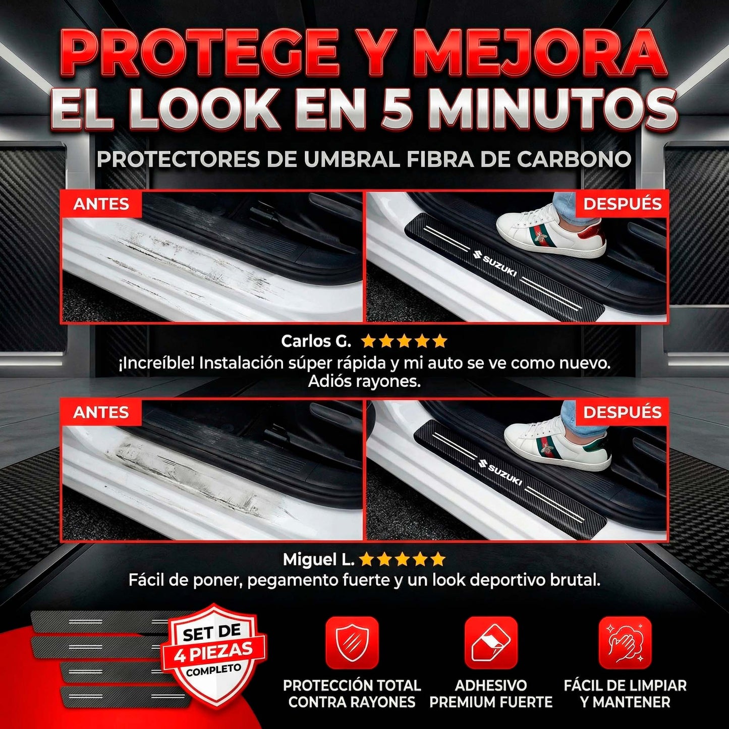 Protec-Umbral Max - Protector Universal para Umbral de Puerta 🎁JUEGO 4 PUERTAS🎁CON MARCAS DE AUTOS