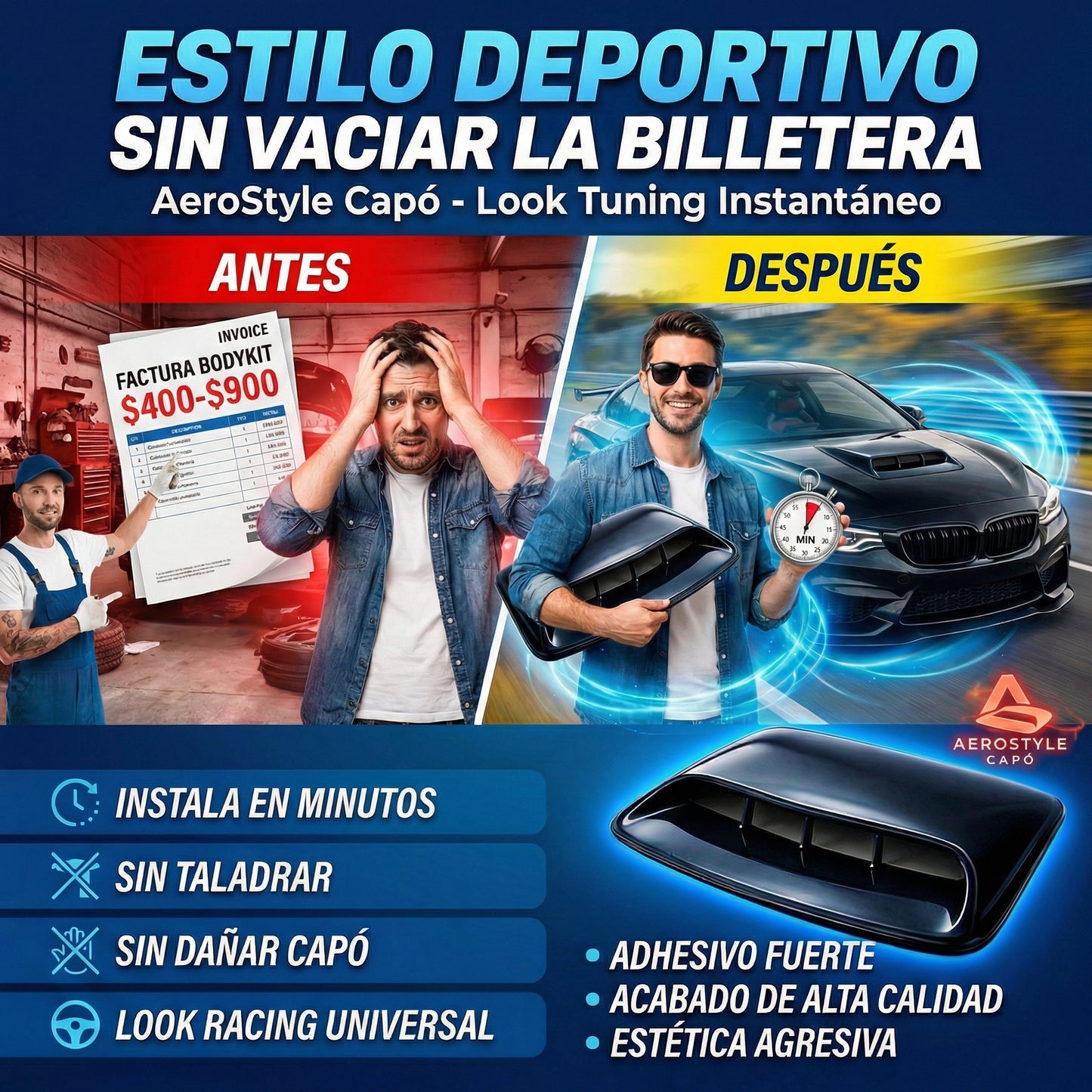 🚘Salida de aire decorativo para auto NEGRO