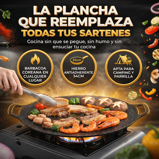 🎁HOY ENVÍO GRATIS🎁 PLANCHA ESTILO KOREANA ANTIADHERENTE 34CM