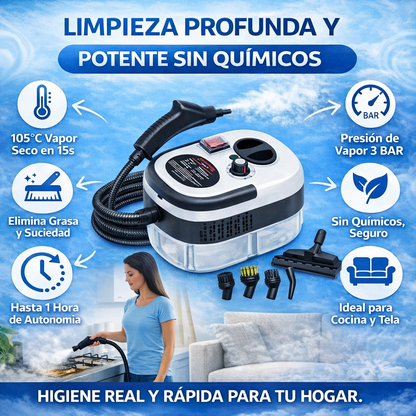SteamClean Pro | Maquina de vapor portatil (vehiculos, cocina y baños)
