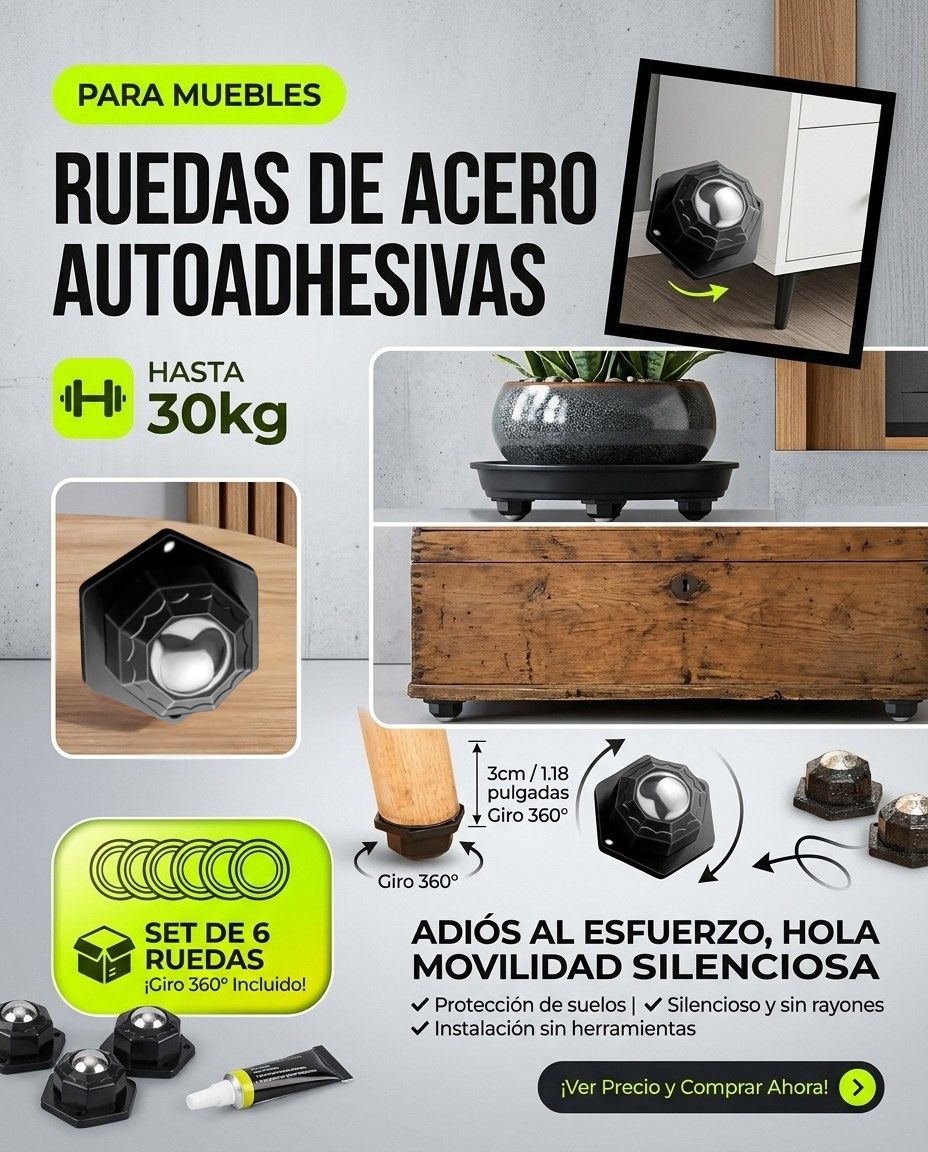 SET DE RUEDAS PARA MUEBLES X6