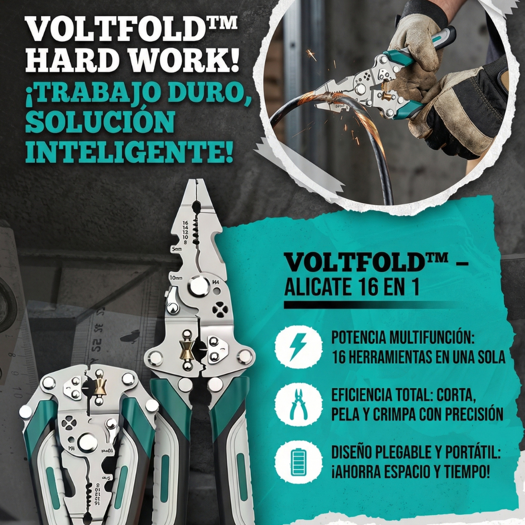 VoltFold®️ 16en1 Alicates Multifunción para Pelar Cables