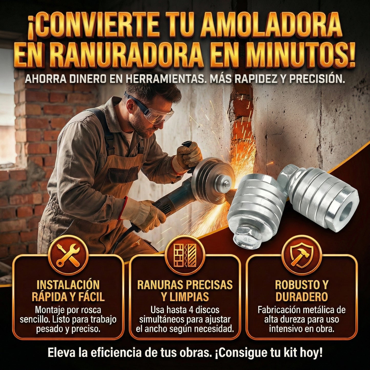 🎁HOY PROMO 2X1🎁 Kit Adaptador de amoladora para ranurado