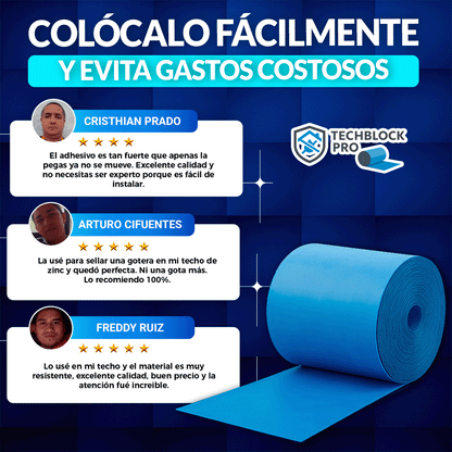 TechBlock Pro®️ Rollo impermeable adhesivo para techos (5m largo x 1m ancho)