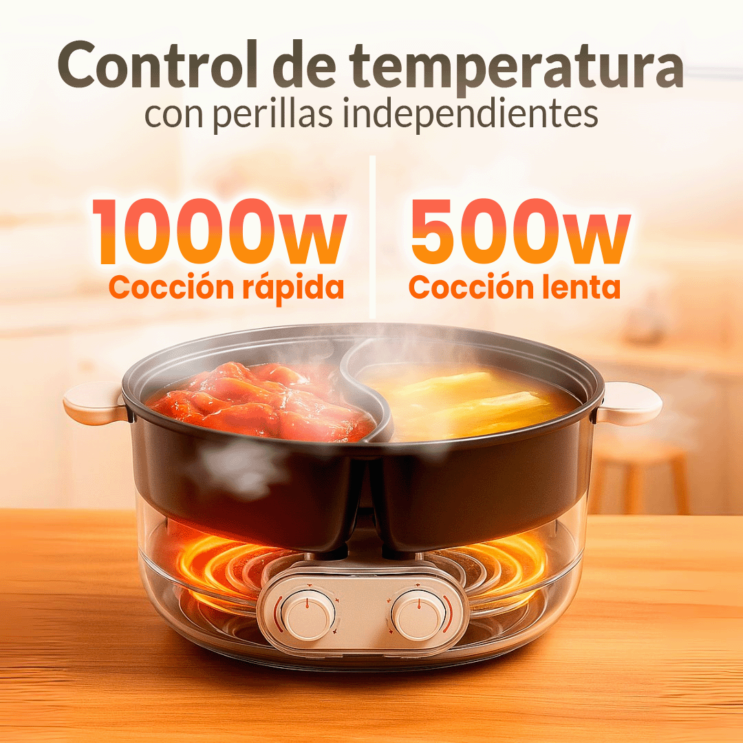 CookMaster Dúo®️ Olla eléctrica doble | Capacidad 1,5L por lado