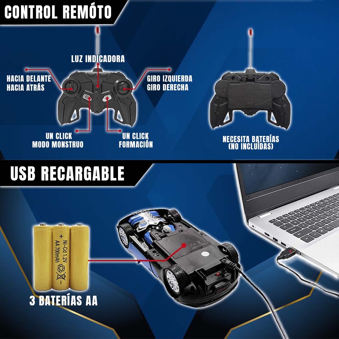 CARRO TRANSFORMER A CONTROL REMÓTO 🚚 ENVÍO GRATIS🚚