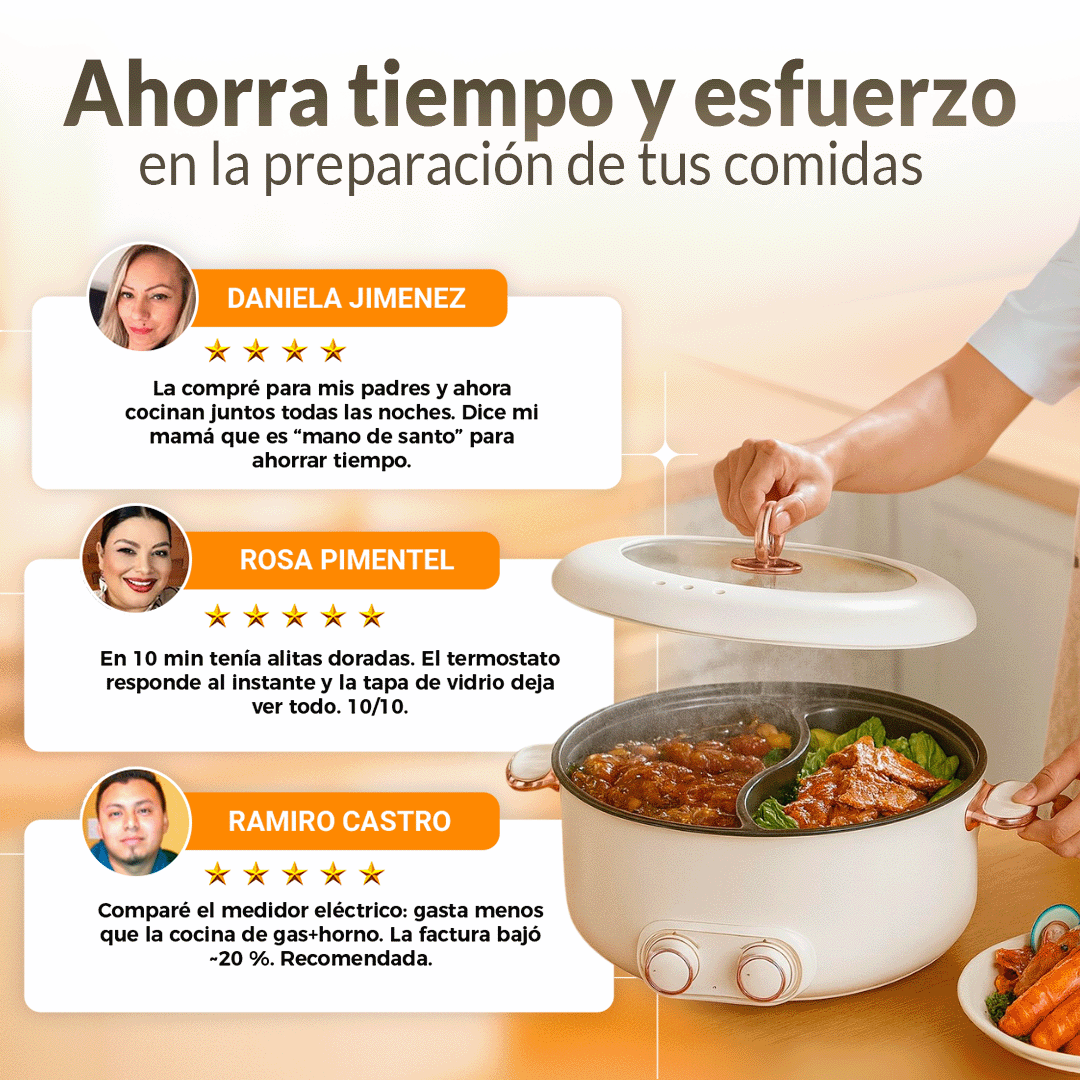 CookMaster Dúo®️ Olla eléctrica doble | Capacidad 1,5L por lado