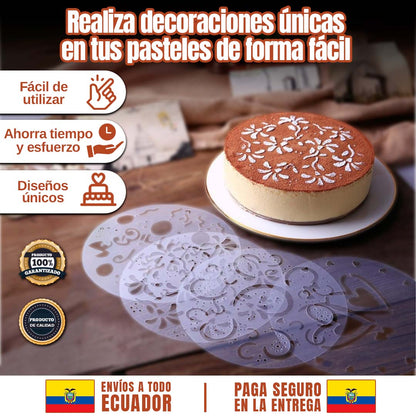 SET PLANTILLAS DE DECORACIÓN REDONDAS PARA PASTELES 🎁4 UNIDADES🎁