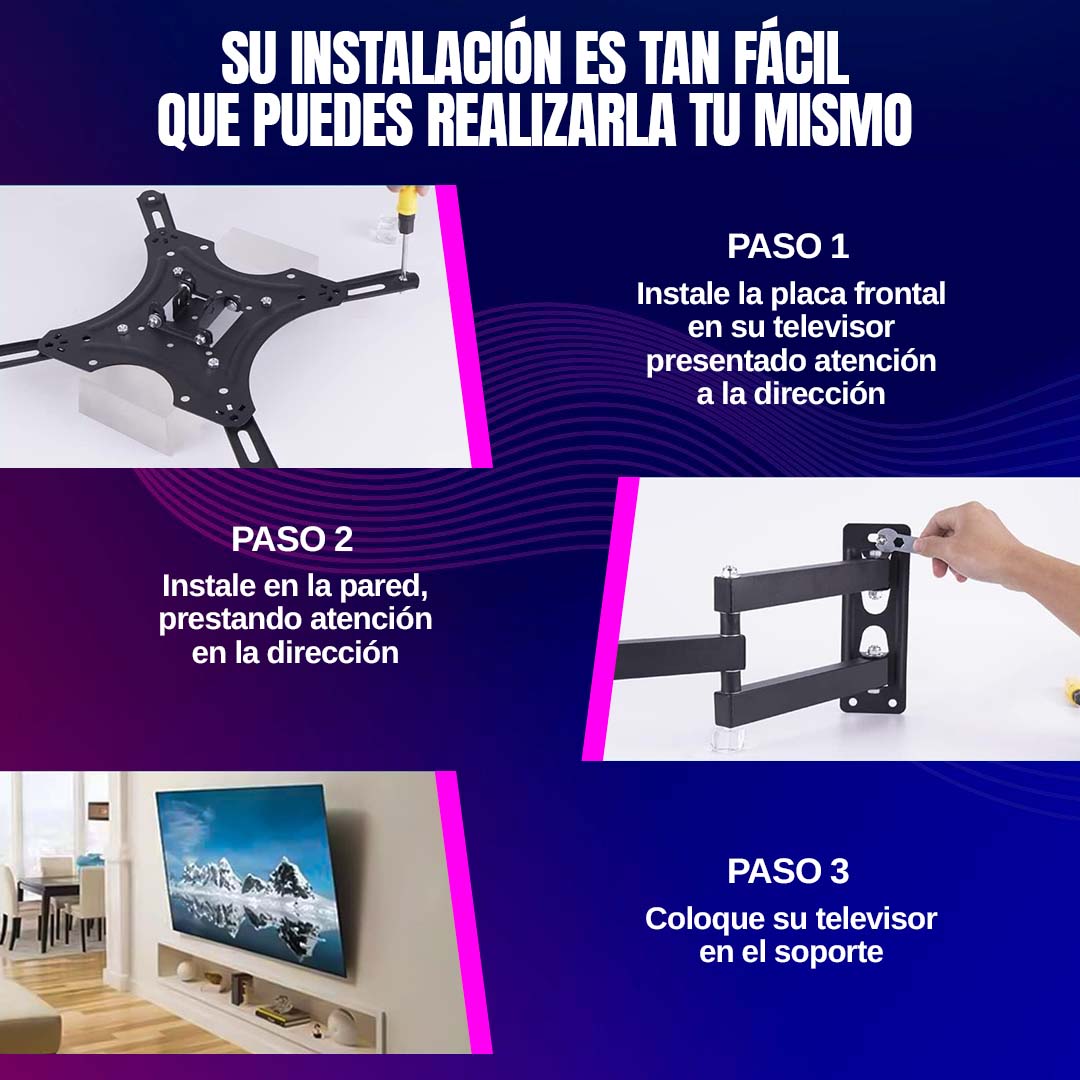 SOPORTE DE TV GIRATORIO Y PLEGLABLE DE 14 A 55 PULGADAS 🎁HOY ENVÍO GRATIS🎁