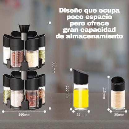 ESPECIERO GIRATORIO 2 NIVELES 🎁INCLUYE 12 FRASCOS🎁