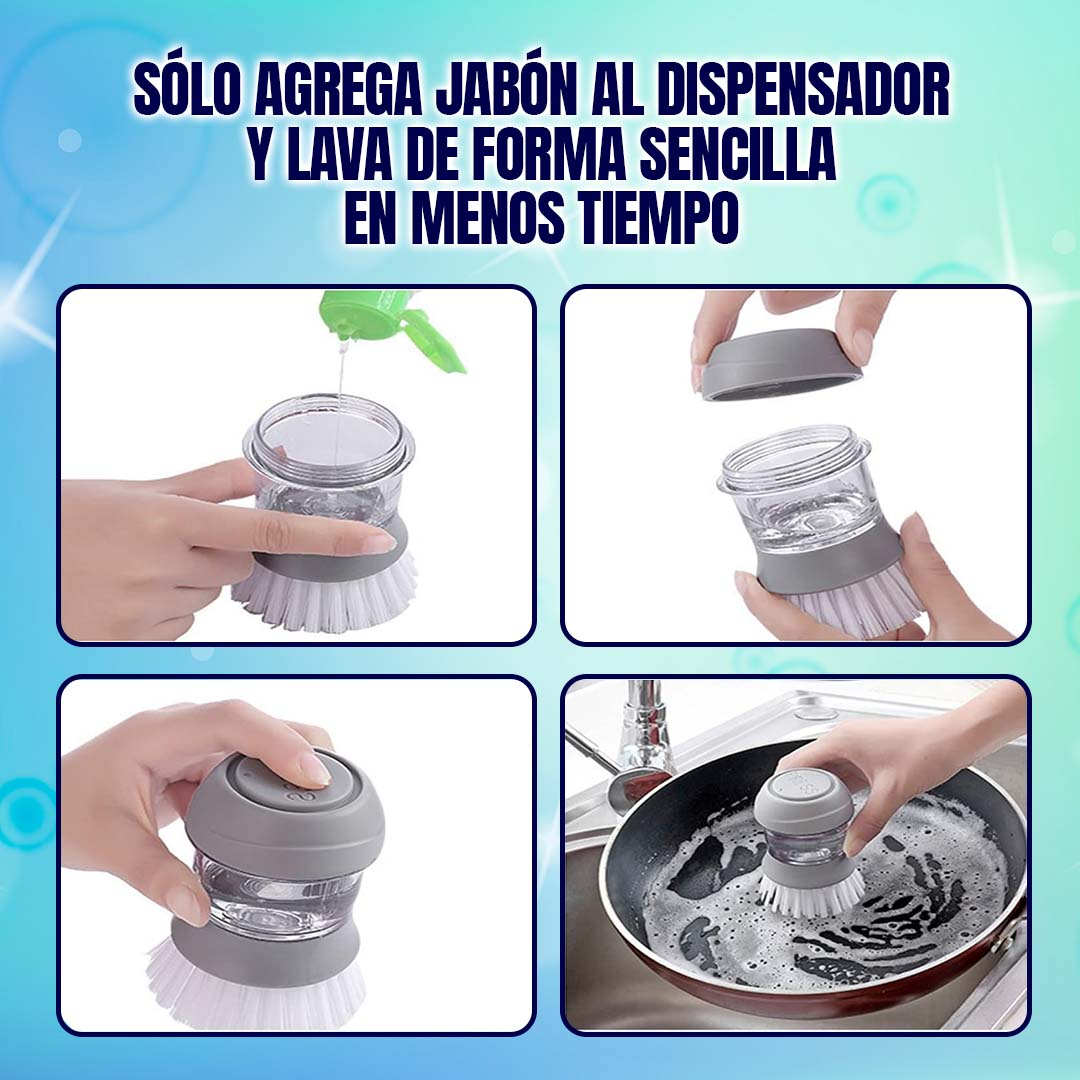 CEPILLO PARA LAVAR PLATOS CON DISPENSADOR DE JABON ??PROMO 3 UNIDADES??