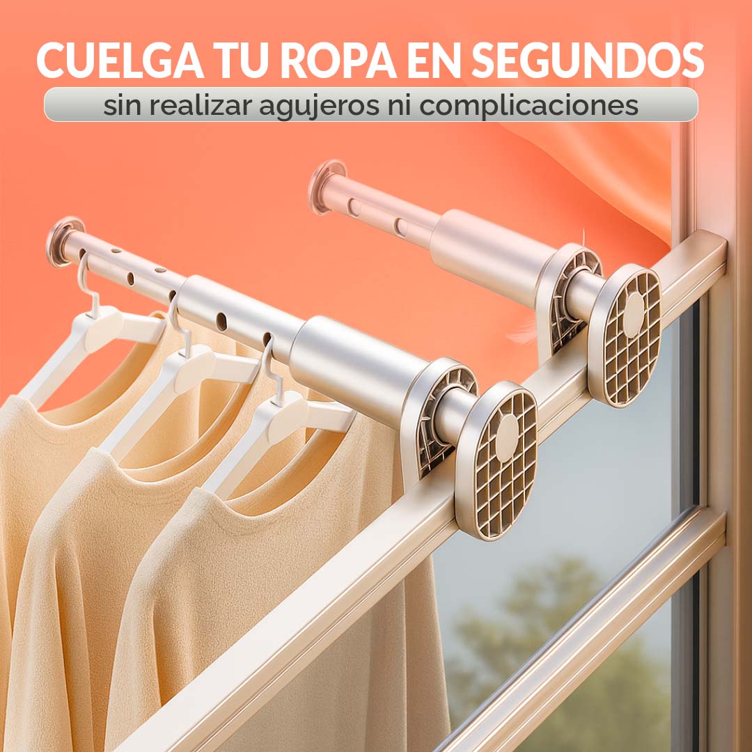 FlexiClip - Tubo colgador de ropa retractil Set x2
