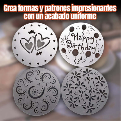 SET PLANTILLAS DE DECORACIÓN REDONDAS PARA PASTELES 🎁4 UNIDADES🎁