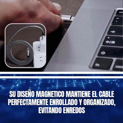 CABLE DE CARGA ENROLLABLE MAGNÉTICO TIPO C - 2 METROS