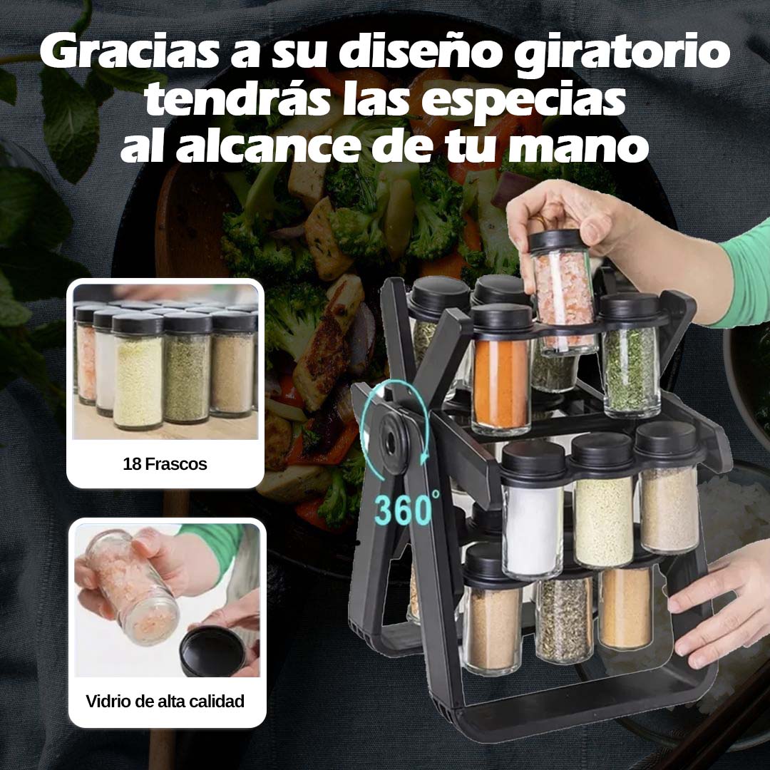 ORGANIZADOR DE ESPECIAS GIRATORIO ??GRATIS 18 FRASCOS ??