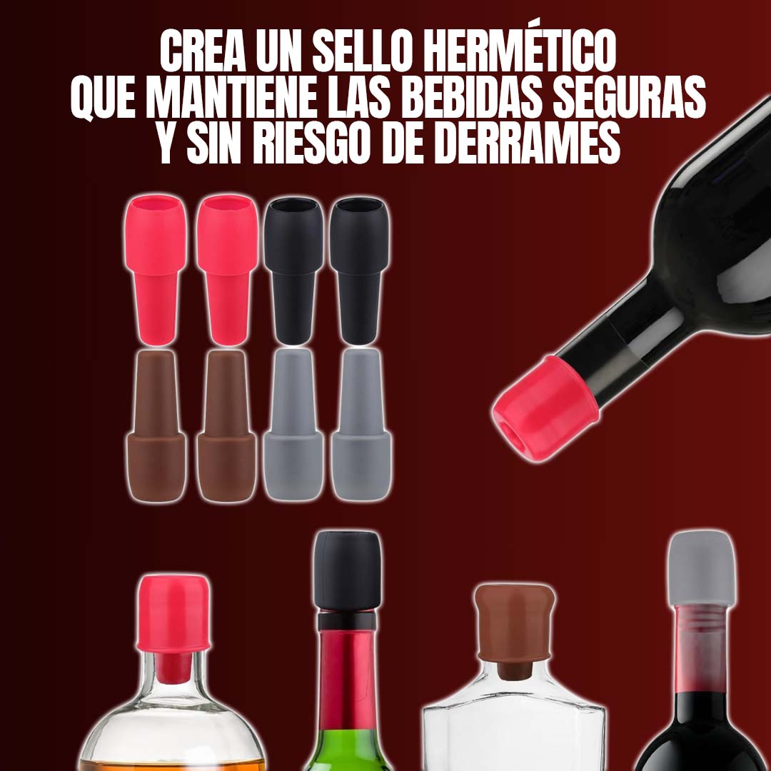 TAPAS DE SILICONA HERMÉTICAS PARA BOTELLAS ??PROMO 10 UNIDADES??