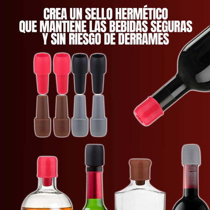 TAPAS DE SILICONA HERMÉTICAS PARA BOTELLAS ??PROMO 10 UNIDADES??