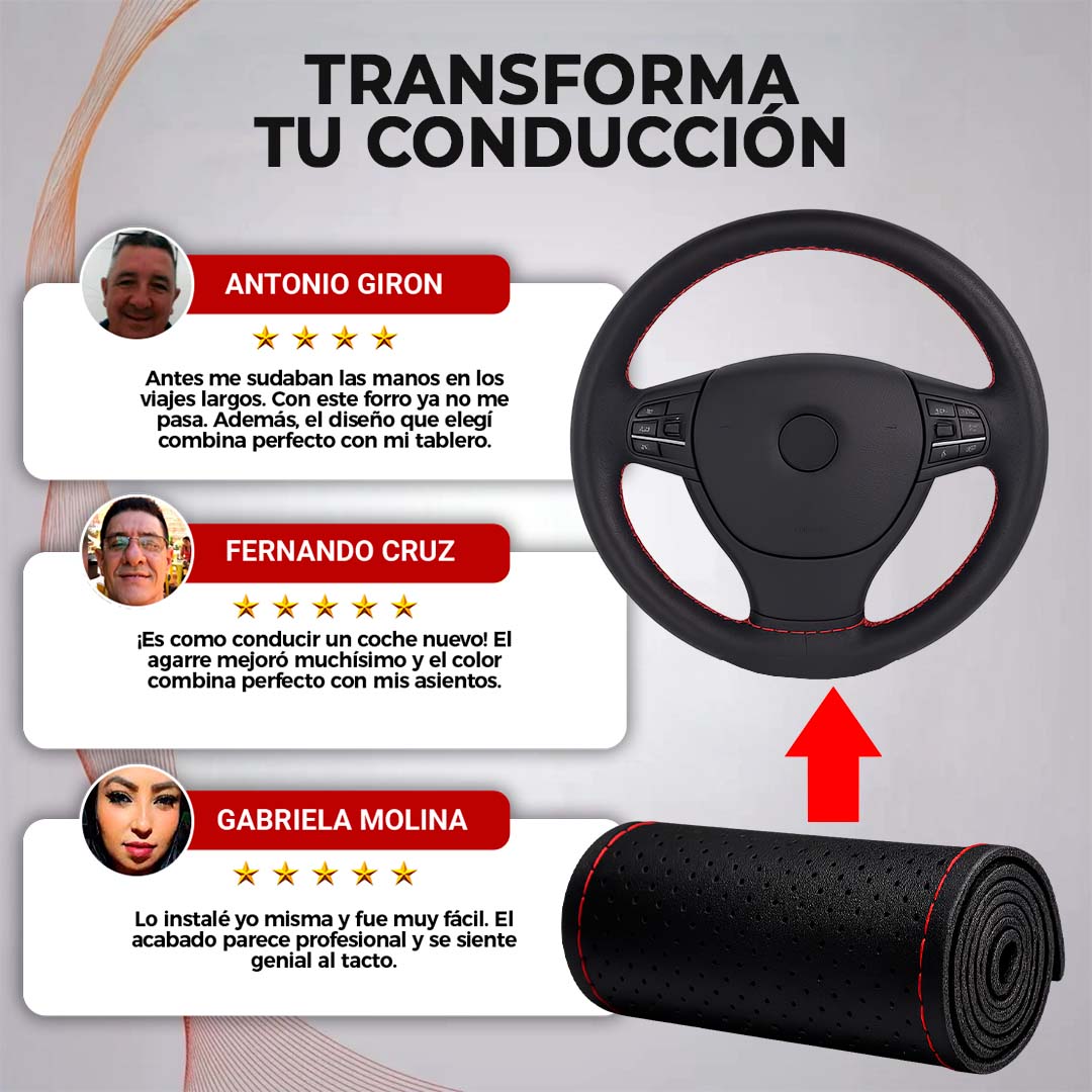 VolanteCraft 38 color negro | Forro para volante cosido 🎁HOY ENVÍO GRATIS🎁