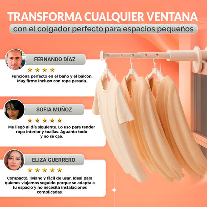 FlexiClip - Tubo colgador de ropa retractil Set x2
