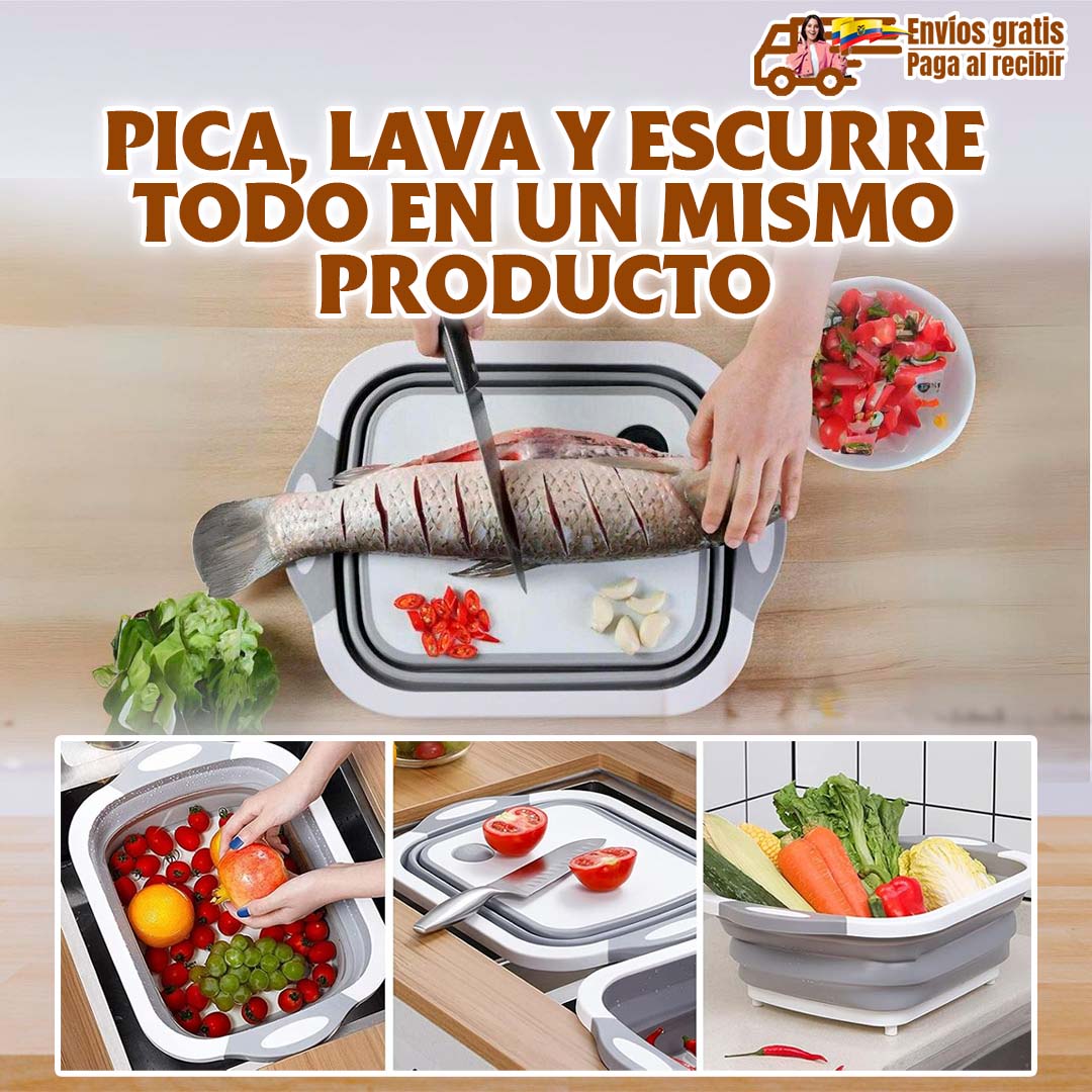 TABLA DE COCINA PLEGABLE 3 EN 1 PICA, LAVA Y ESCURRE