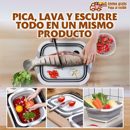 TABLA DE COCINA PLEGABLE 3 EN 1 PICA, LAVA Y ESCURRE