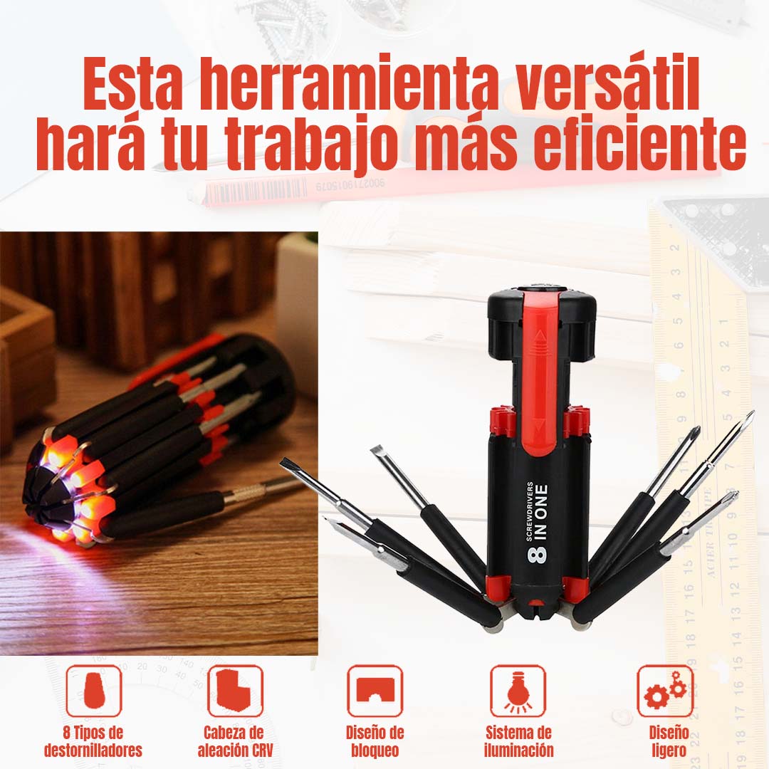 DESTORNILLADOR 8 EN 1 CON LUZ LED INTEGRADA ??ENVÍO GRATIS?? – impocommerce