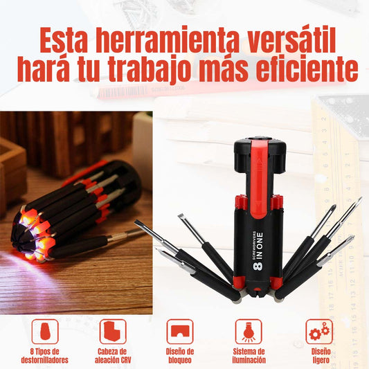 DESTORNILLADOR 8 EN 1 CON LUZ LED INTEGRADA ??ENVÍO GRATIS??