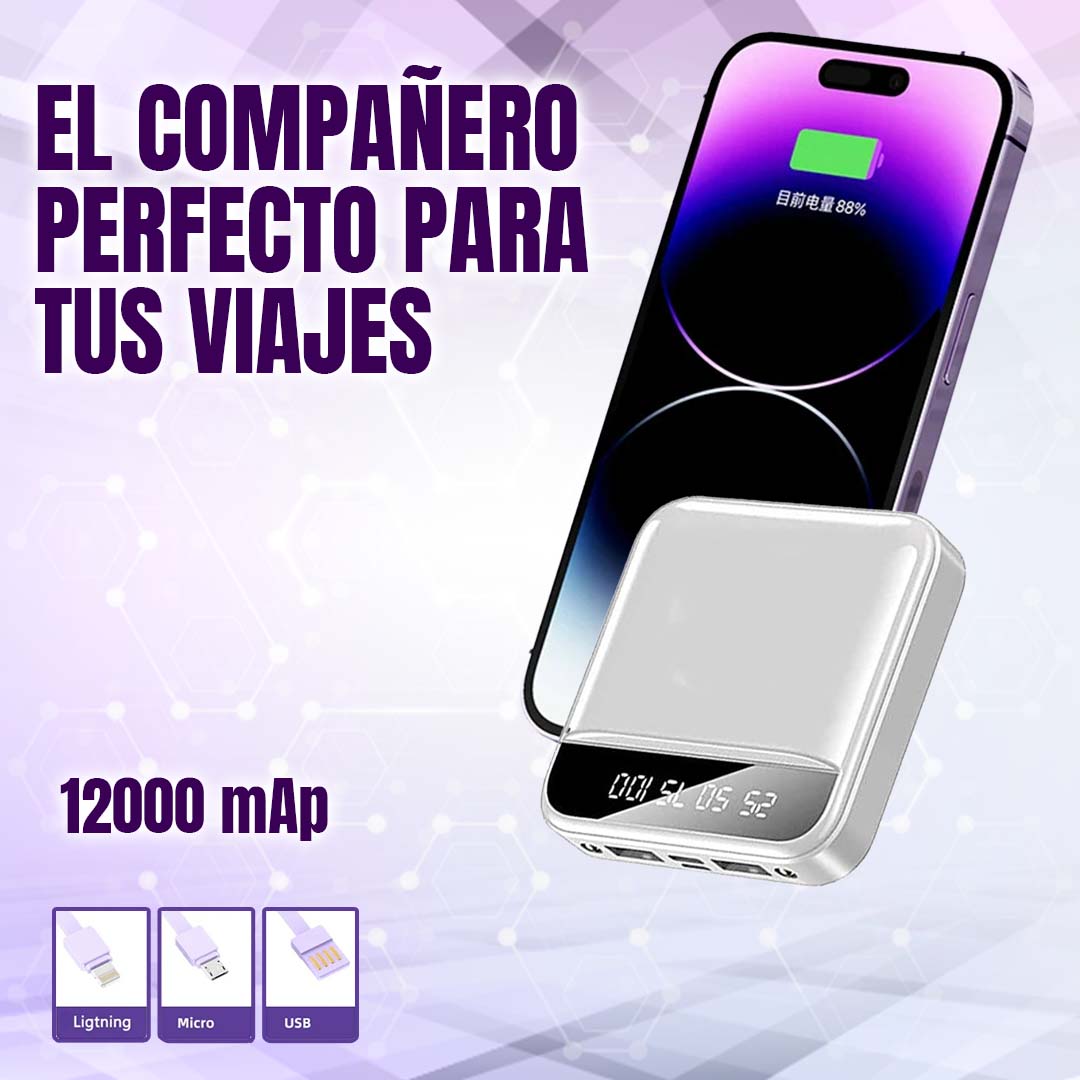 BATERÍA PORTÁTIL -Conecta hasta 3 DISPOSITIVOS - 12.000Mha