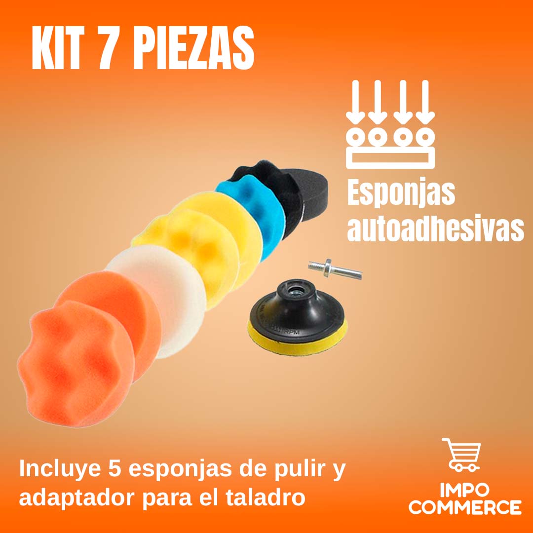 KIT DE PULIDO 7 PIEZAS PARA TALADRO (NO INCLUYE TALADRO)