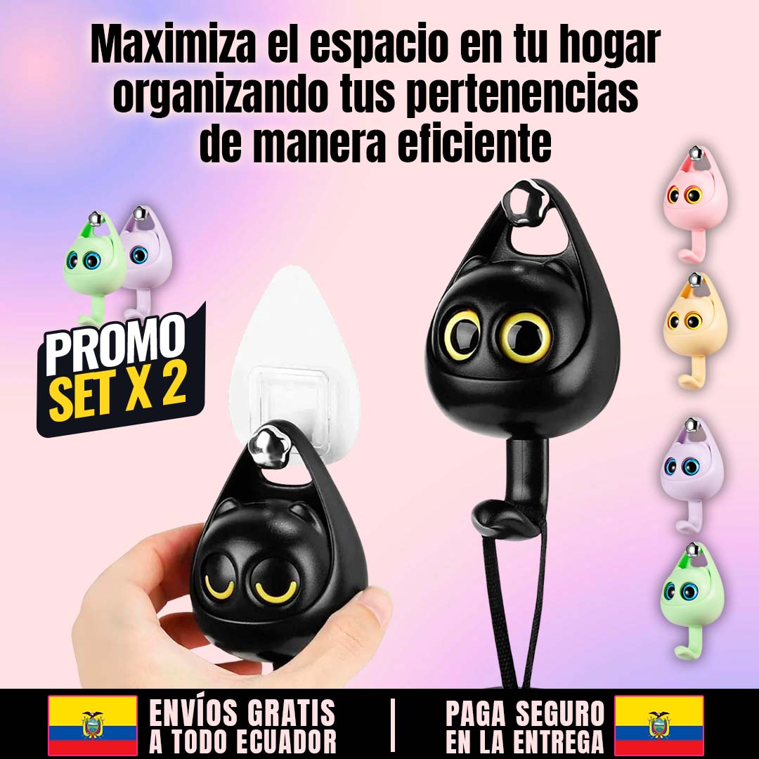 GANCHOS ADHESIVOS GATITO🎁PROMO 2 UNIDADES🎁